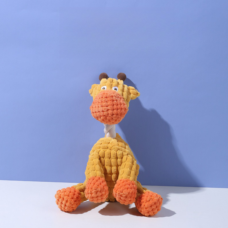 Squeaky Textured Corduroy Dog Plush Chew Toy