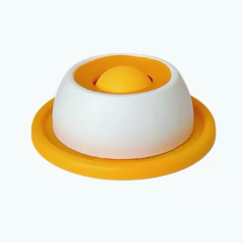 Yellow and blue licking bowls for cats and dogs side by side