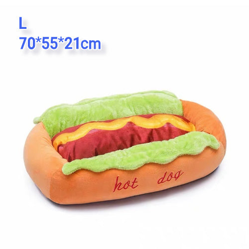Hot-Dog Plush Pet Bed size L dimensions