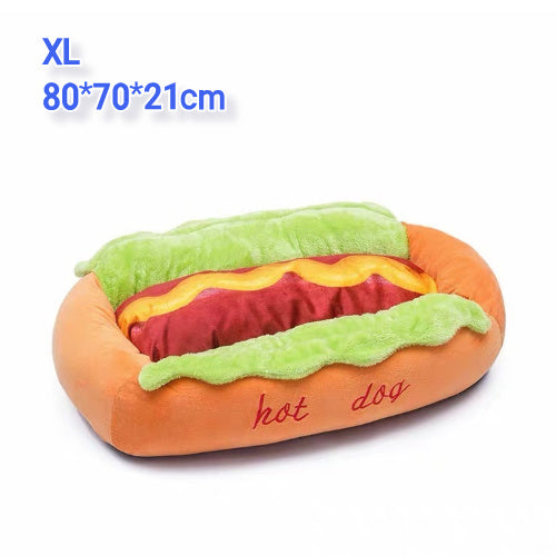 Hot-Dog Plush Pet Bed size XL dimensions