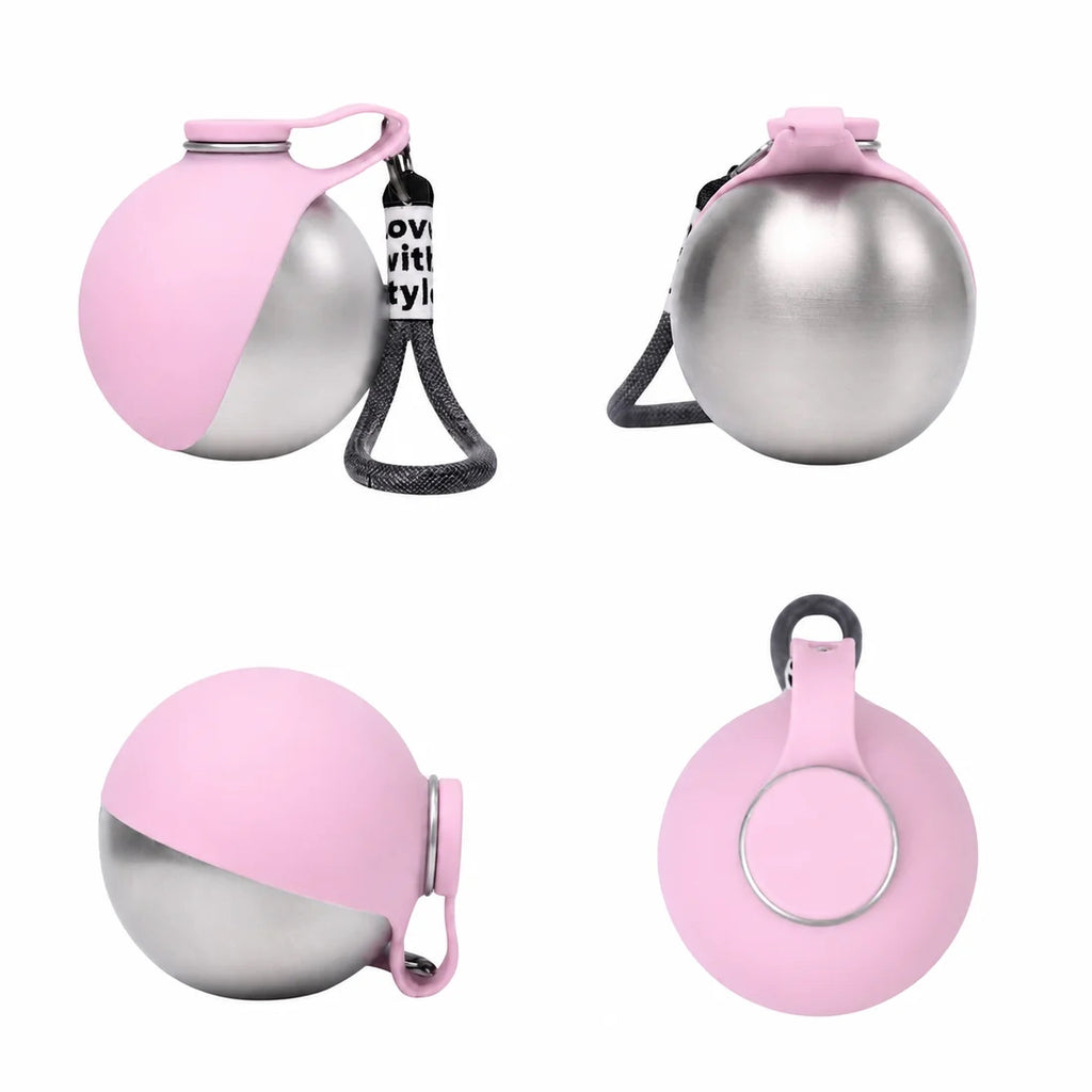Dog Travel Water Bottle stainless steel interior close-up