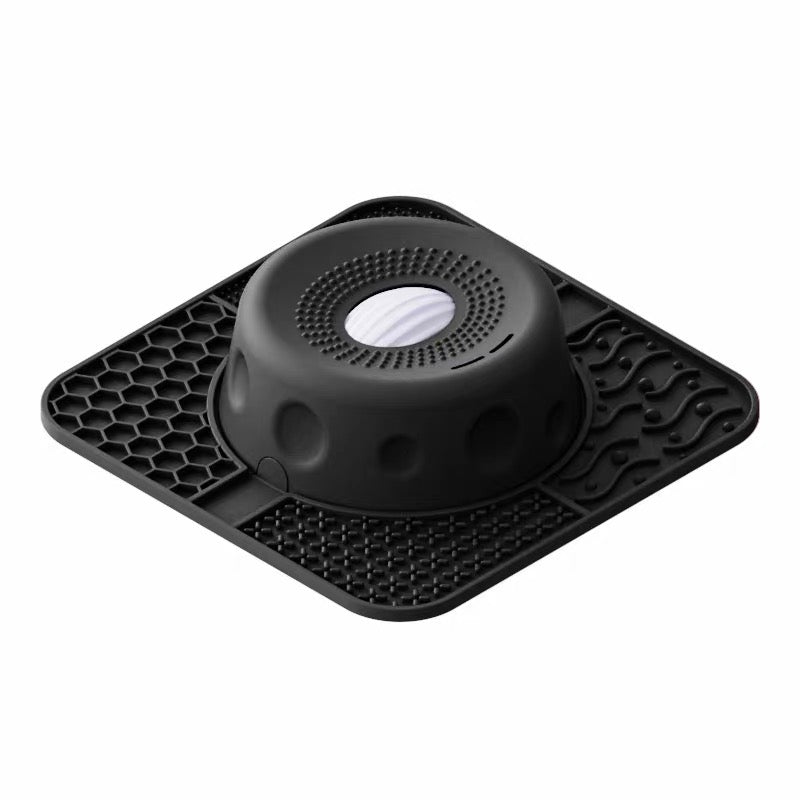 Interactive Silicone Slow Feeder Lick Mat Set in black