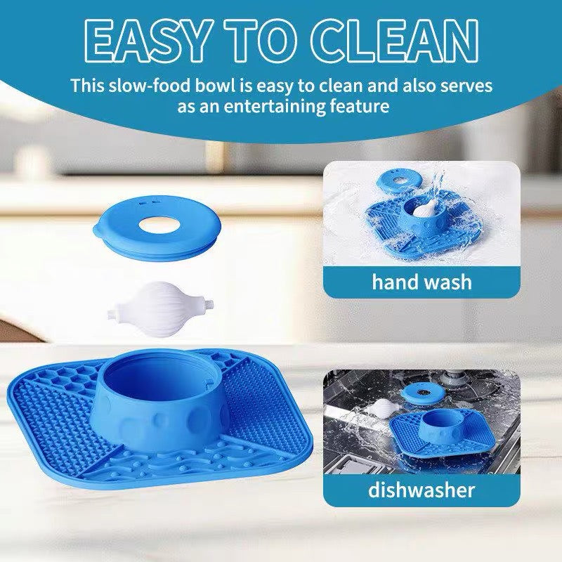 Interactive Silicone Slow Feeder Lick Mat Set mini bowl close-up