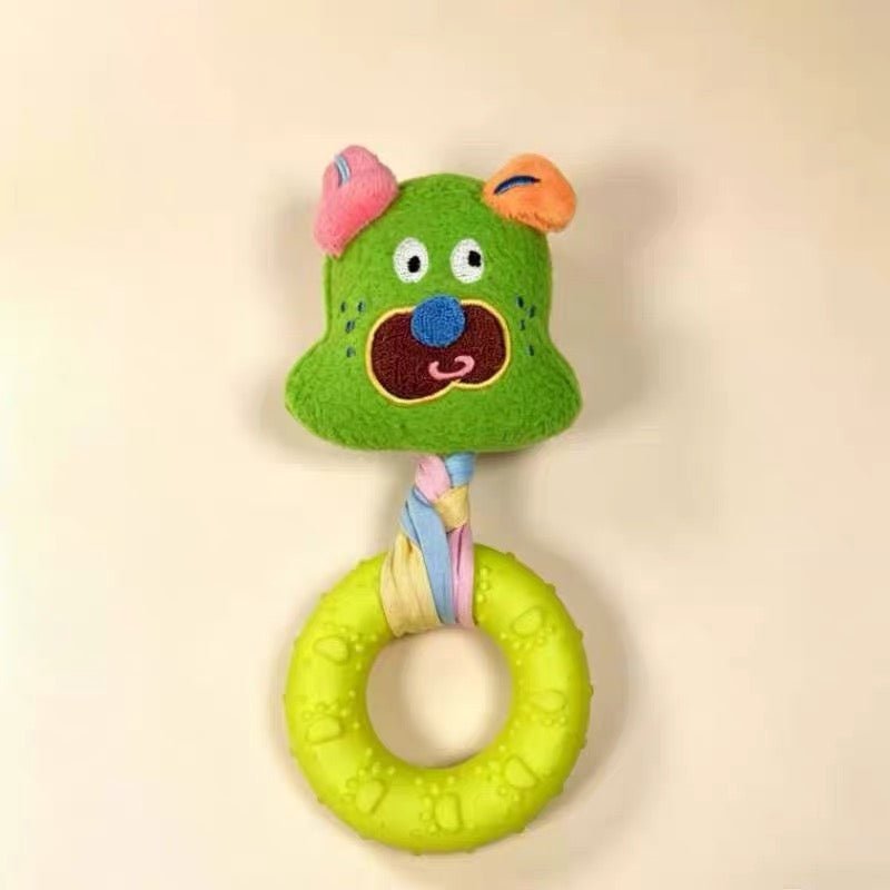 Dog Squeaky Plush Rope Ring Toy, Soft Chew Teething Toy for Puppies Small Medium Dogs - Seekey