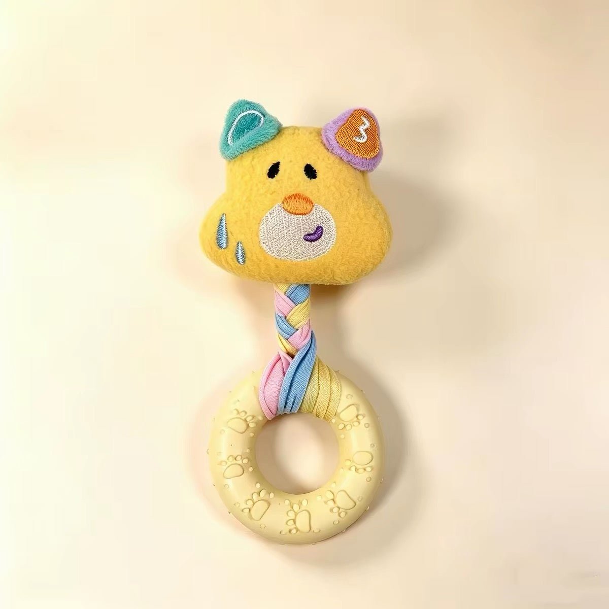 Dog Squeaky Plush Rope Ring Toy, Soft Chew Teething Toy for Puppies Small Medium Dogs - Seekey