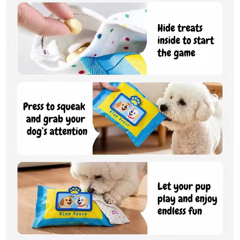 Interactive Dog Puzzle Toy with Hidden Treat Pockets – Squeaky Snuffle Toy for Mental Stimulation & Boredom Relief - Seekey