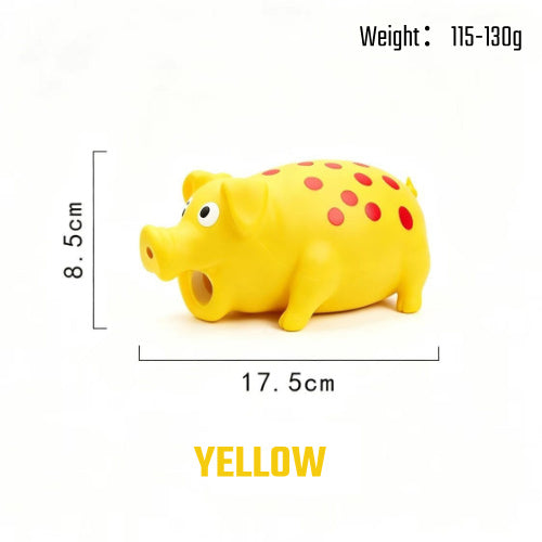 Squeaky Pig Dog Toy shown in all 5 available colors