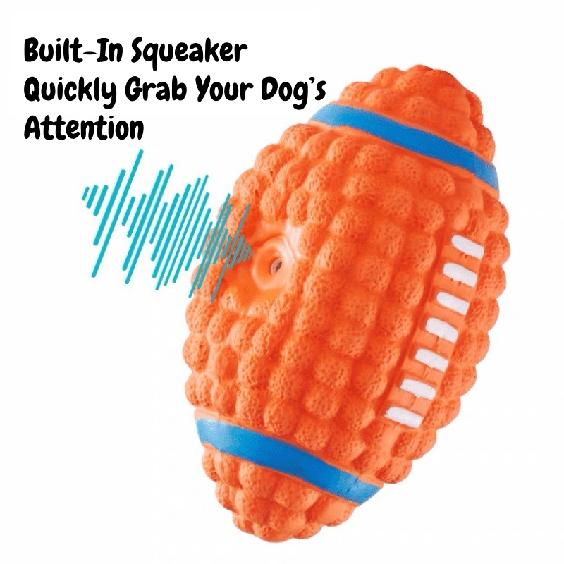 Tough Squeaky Dog Football Chew Ball - Seekey
